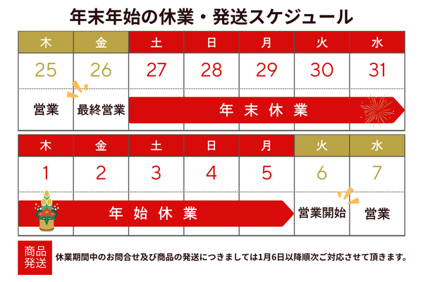 年末年始の配送スケジュール